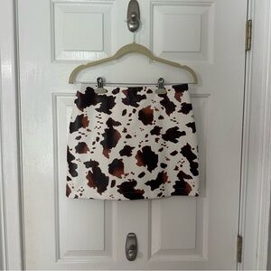 Vestique Leather Cow Print Mini Skirt